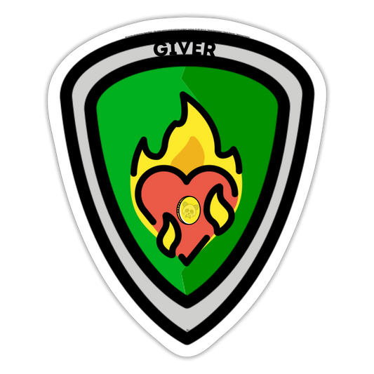 Emoji Expression: Giver World Changer Shield Moji Sticker - Emoji.Express - white matte