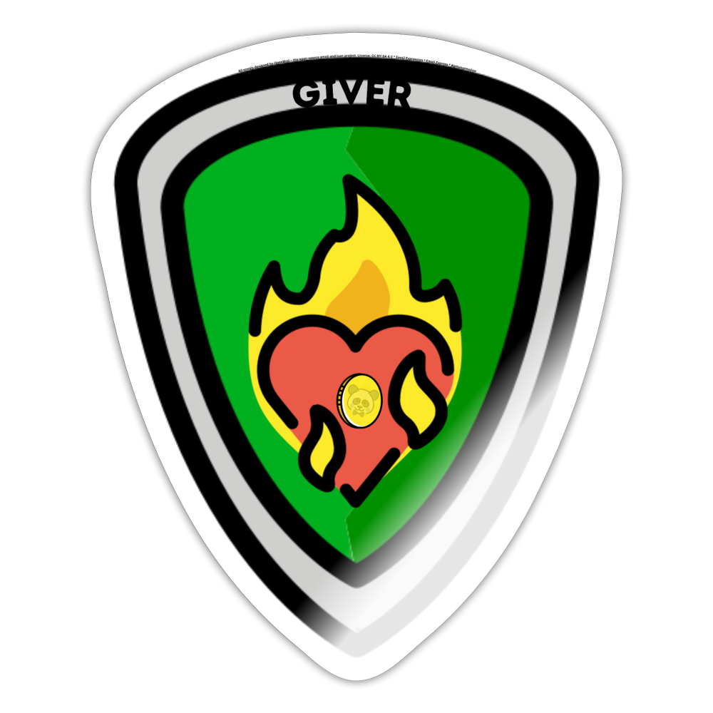 Emoji Expression: Giver World Changer Shield Moji Sticker - Emoji.Express - white glossy