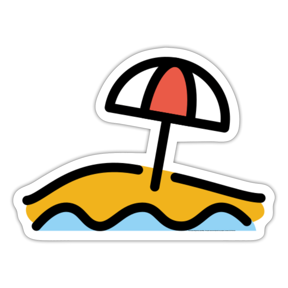 Beach with Umbrella Moji Sticker - Emoji.Express - white matte