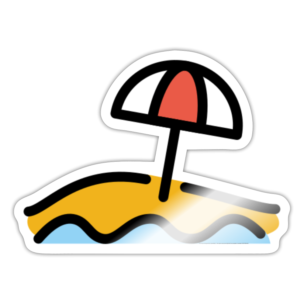 Beach with Umbrella Moji Sticker - Emoji.Express - white glossy