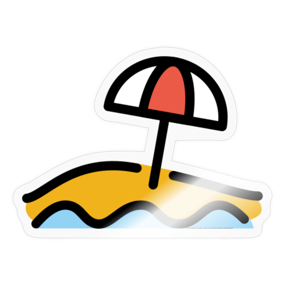 Beach with Umbrella Moji Sticker - Emoji.Express - transparent glossy