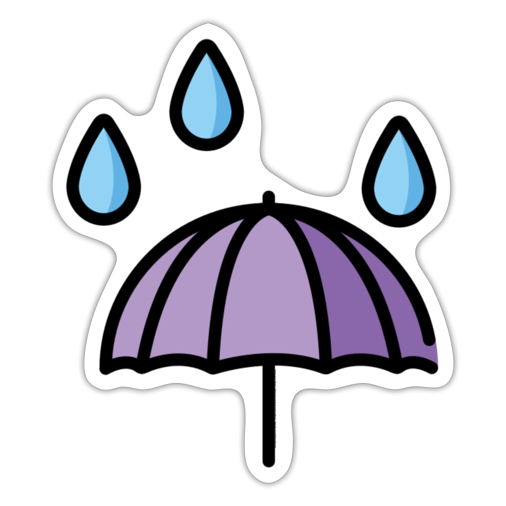 Umbrella with Rain Drops Moji Sticker - Emoji.Express - white matte