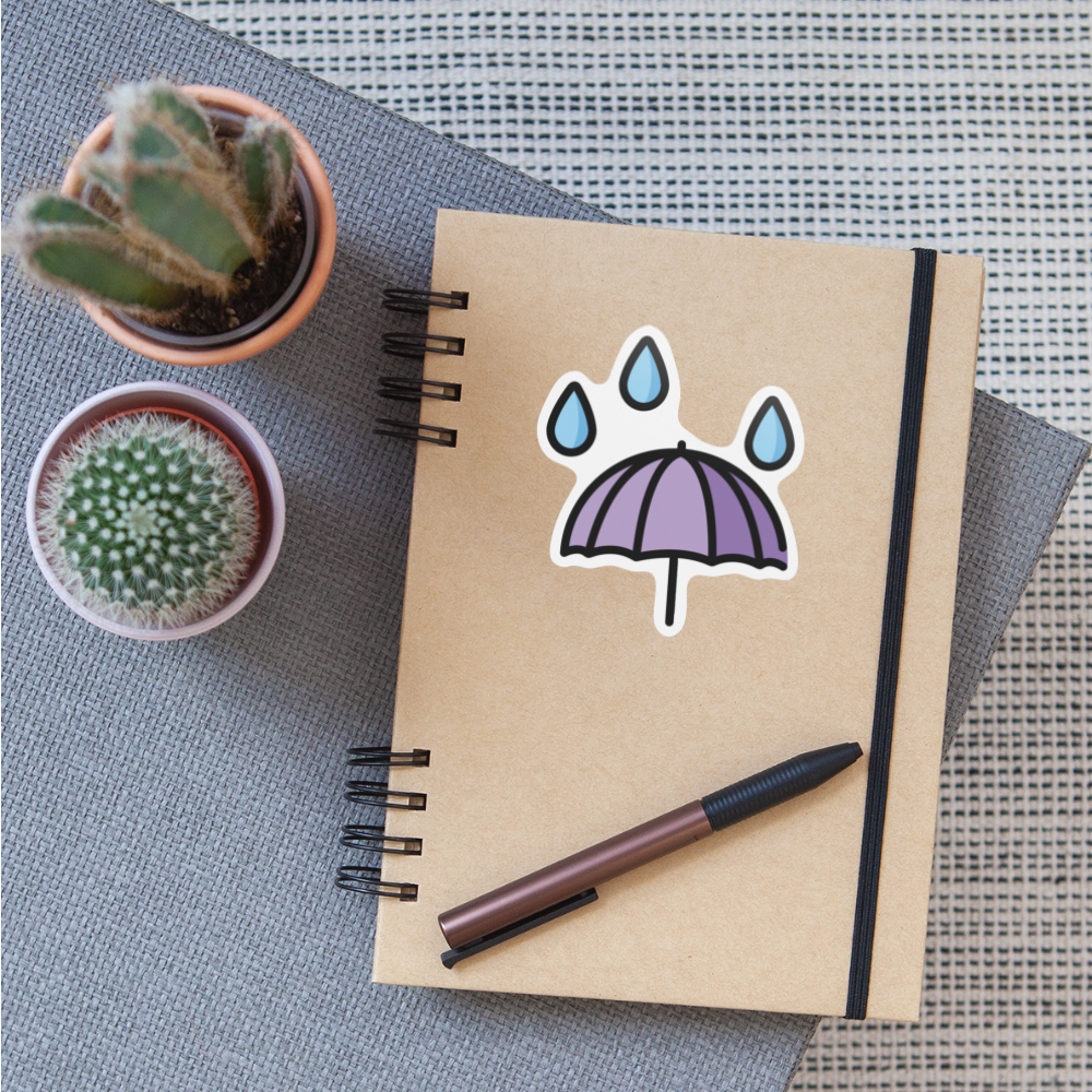 Umbrella with Rain Drops Moji Sticker - Emoji.Express - white matte