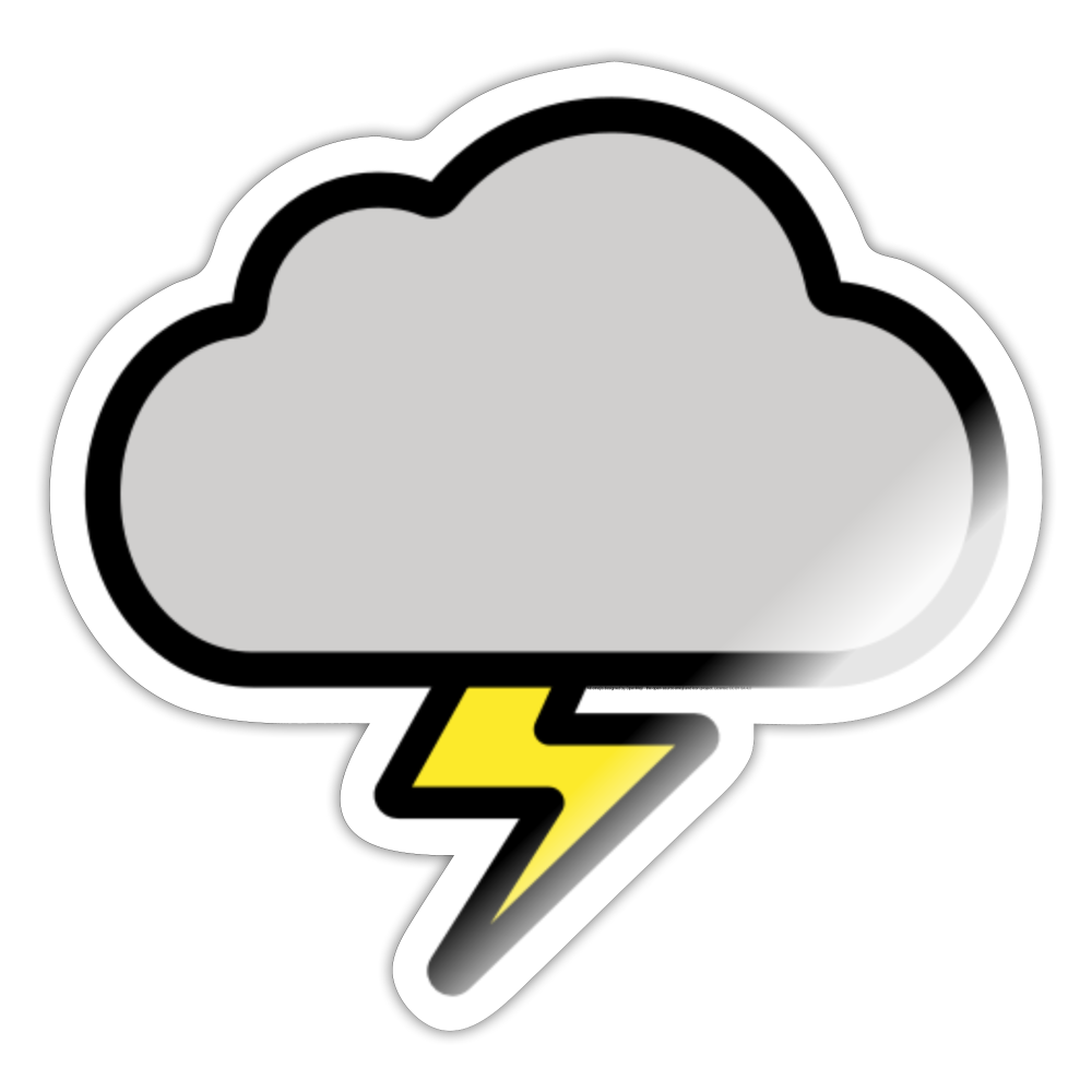 Cloud with Lightning Moji Sticker - Emoji.Express - white glossy