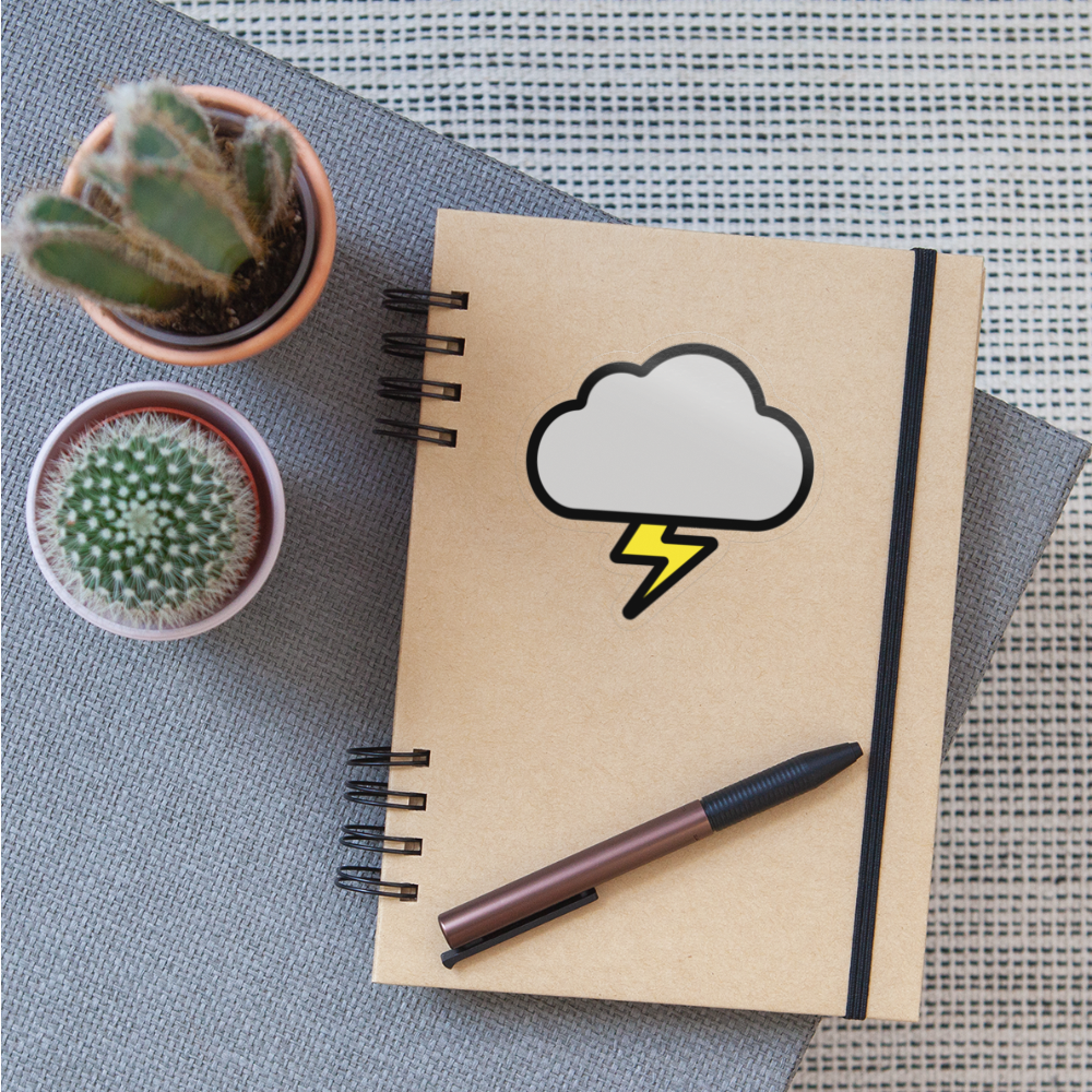 Cloud with Lightning Moji Sticker - Emoji.Express - transparent glossy