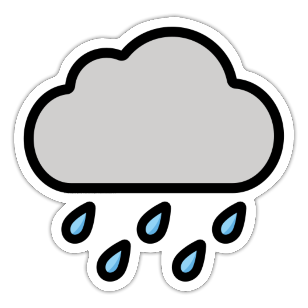 Cloud with Rain Moji Sticker - Emoji.Express - white matte