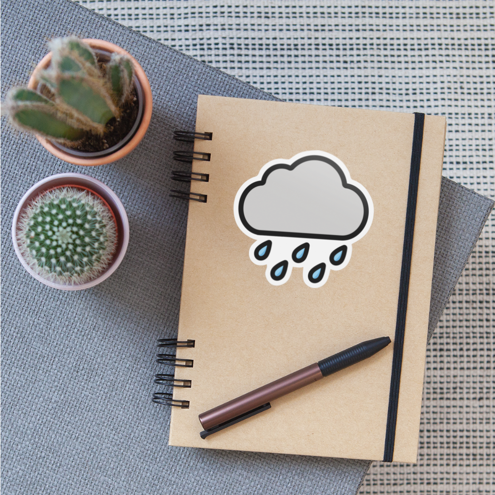 Cloud with Rain Moji Sticker - Emoji.Express - white matte