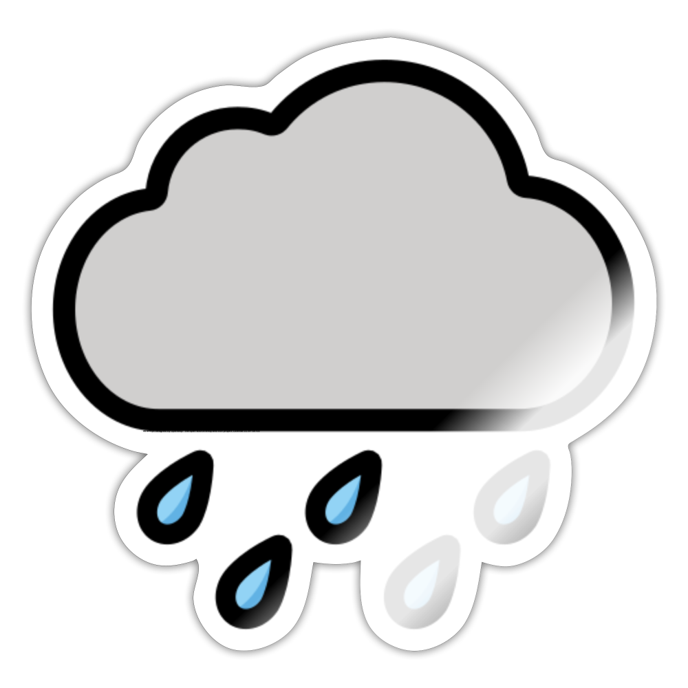 Cloud with Rain Moji Sticker - Emoji.Express - white glossy