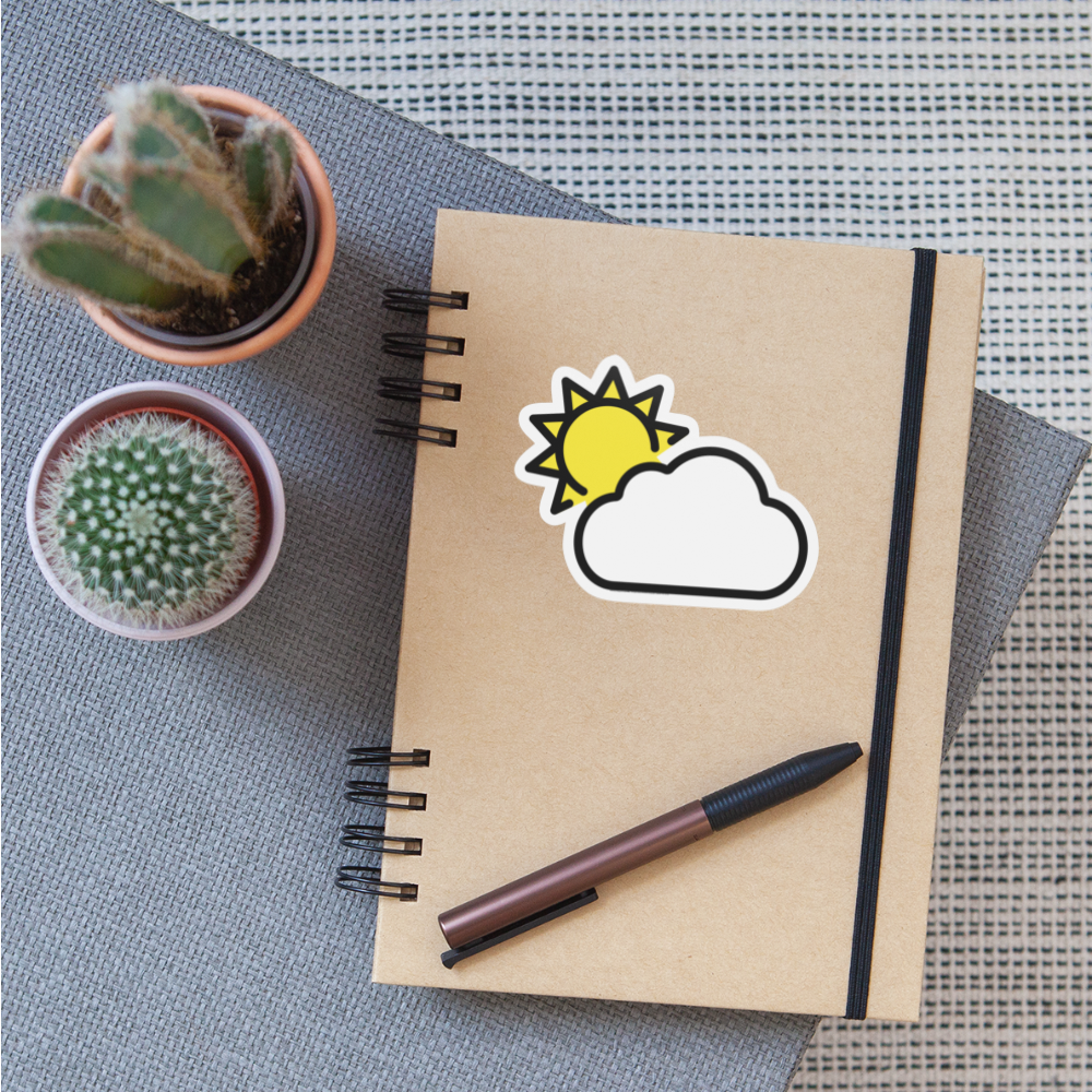 Sun Behind Large Cloud Moji Sticker - Emoji.Express - white matte