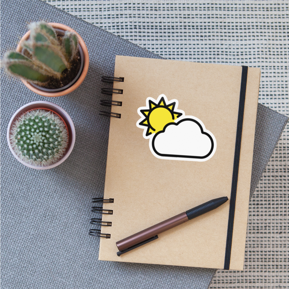 Sun Behind Large Cloud Moji Sticker - Emoji.Express - white glossy