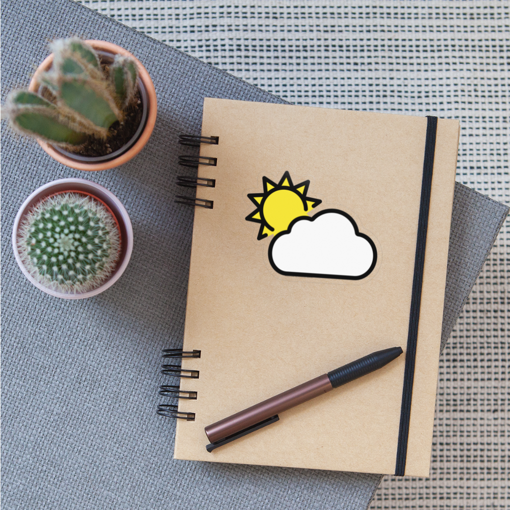 Sun Behind Large Cloud Moji Sticker - Emoji.Express - transparent glossy