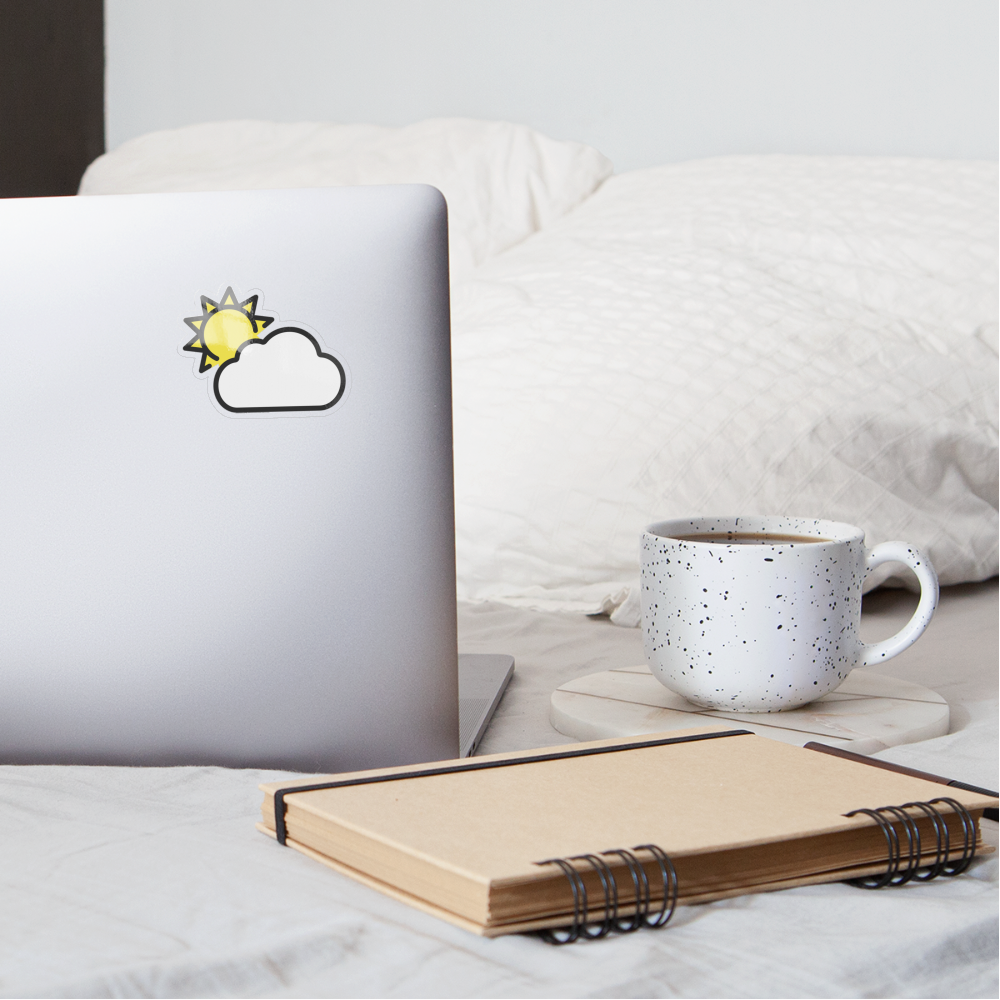 Sun Behind Large Cloud Moji Sticker - Emoji.Express - transparent glossy