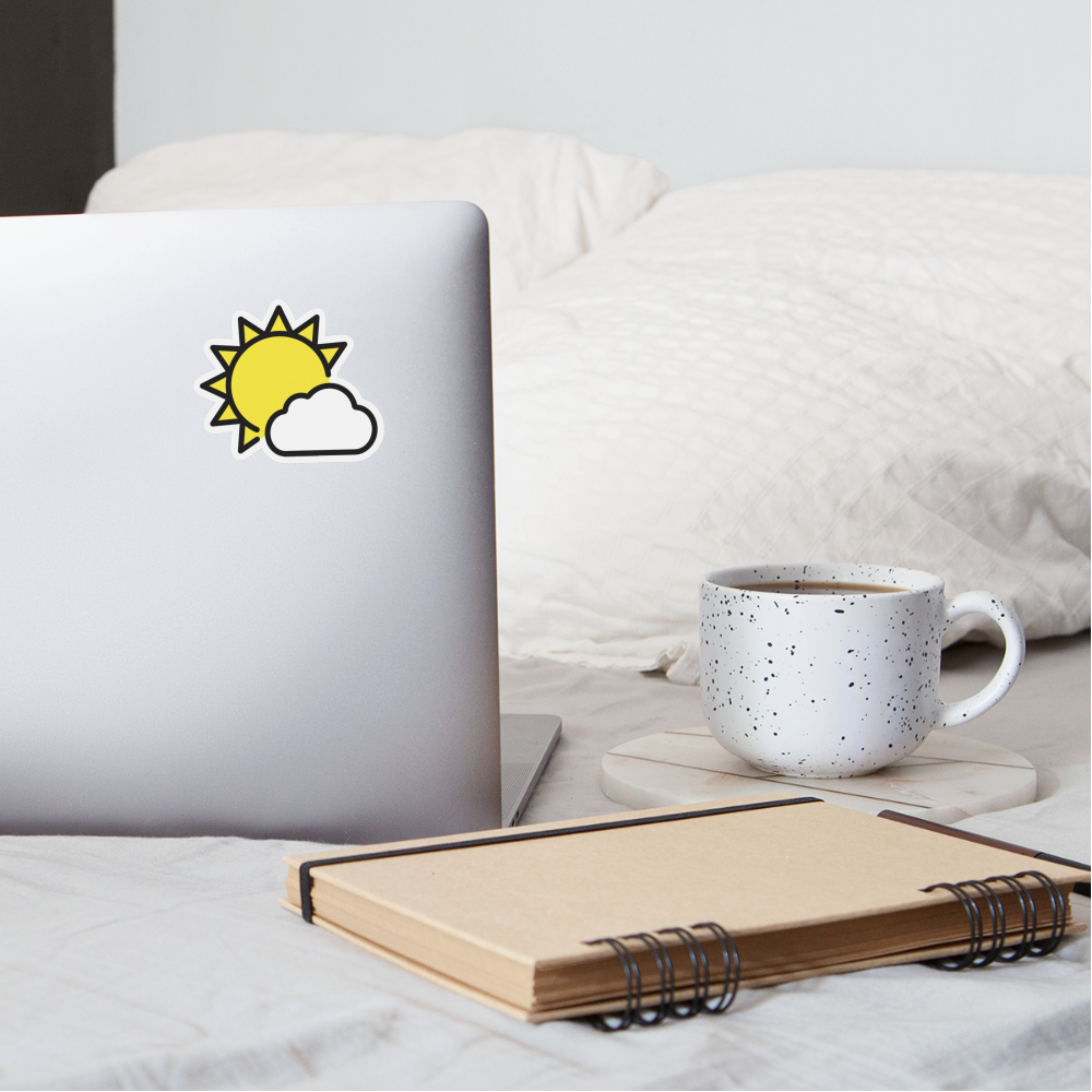 Sun Behind Small Cloud Moji Sticker - Emoji.Express - white matte