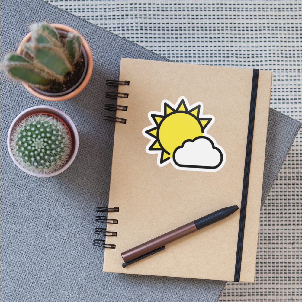 Sun Behind Small Cloud Moji Sticker - Emoji.Express - white matte