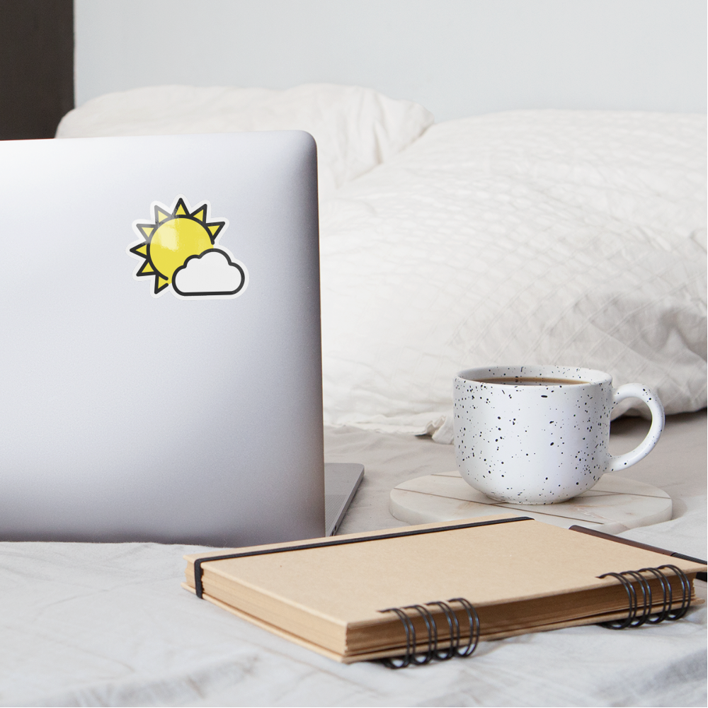 Sun Behind Small Cloud Moji Sticker - Emoji.Express - white glossy