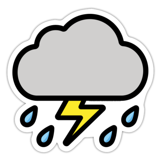 Cloud with Lightning and Rain Moji Sticker - Emoji.Express - white matte