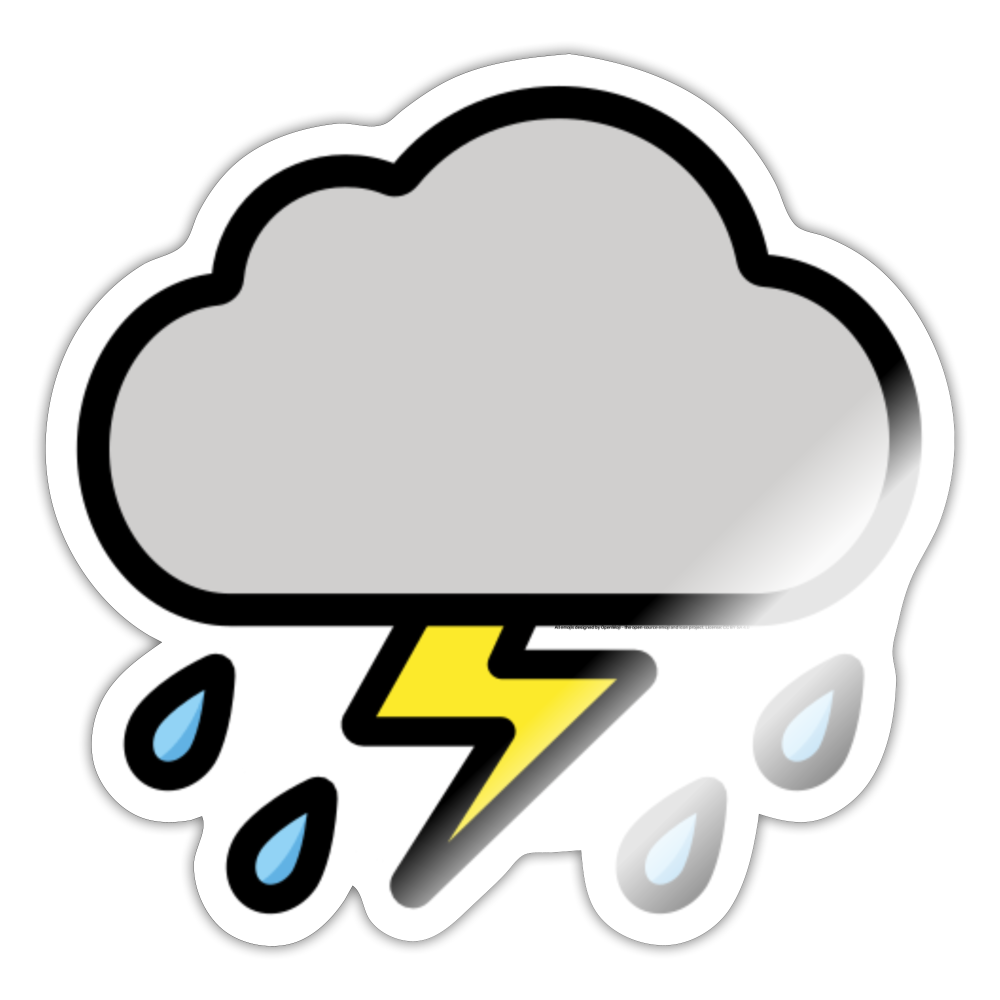 Cloud with Lightning and Rain Moji Sticker - Emoji.Express - white glossy