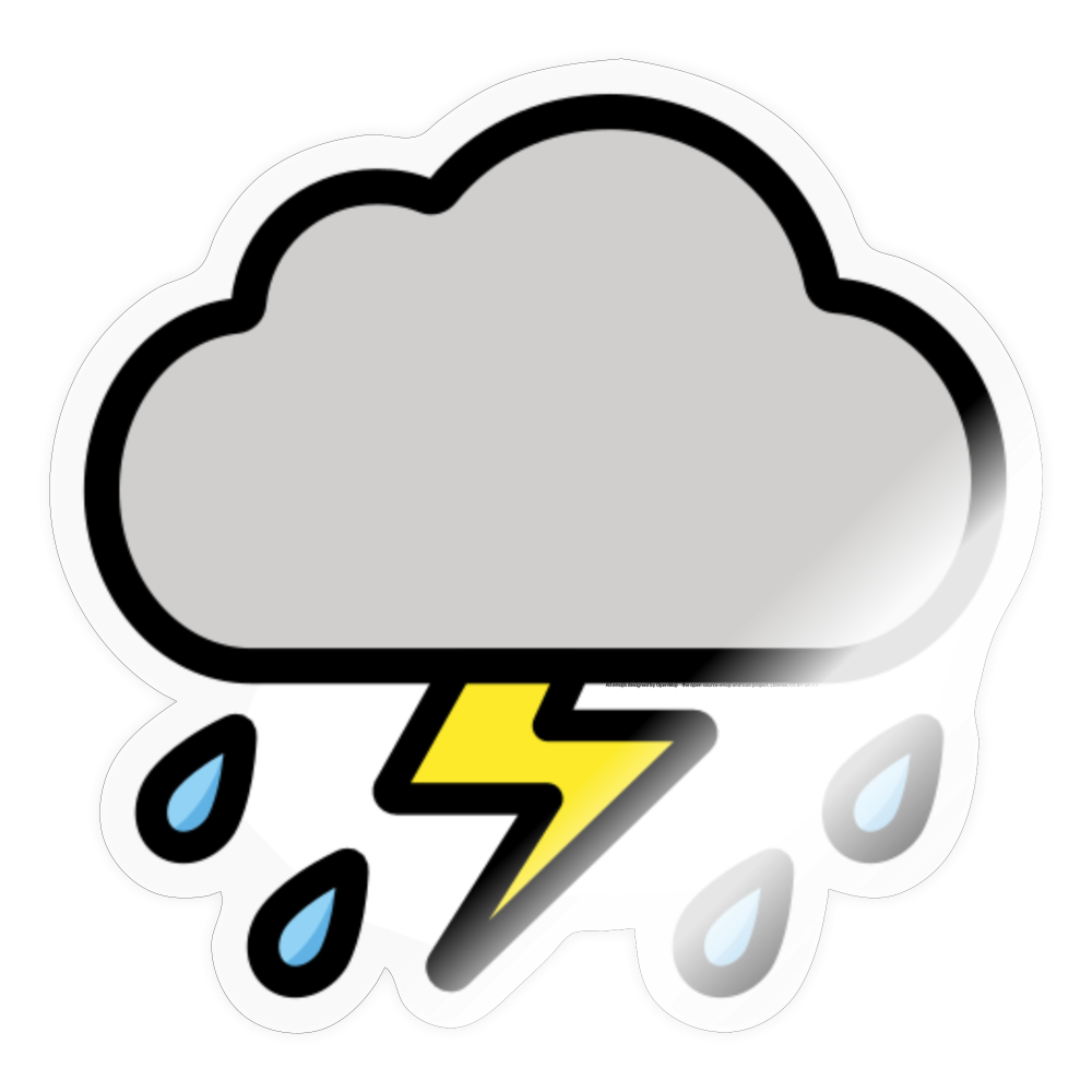 Cloud with Lightning and Rain Moji Sticker - Emoji.Express - transparent glossy