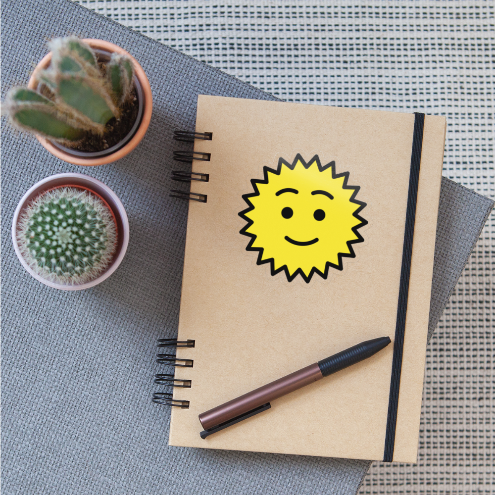 Sun with Face Moji Sticker - Emoji.Express - transparent glossy