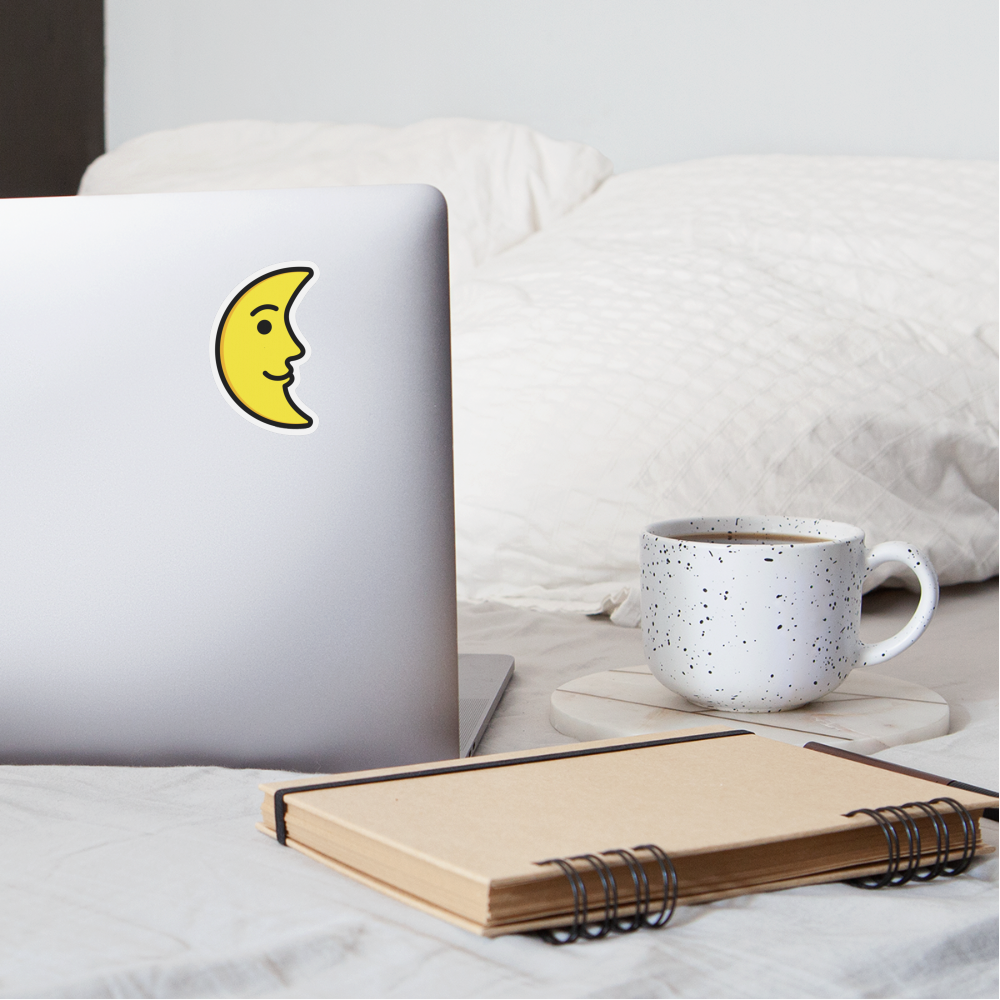 Last Quarter Moon Face Moji Sticker - Emoji.Express - white matte