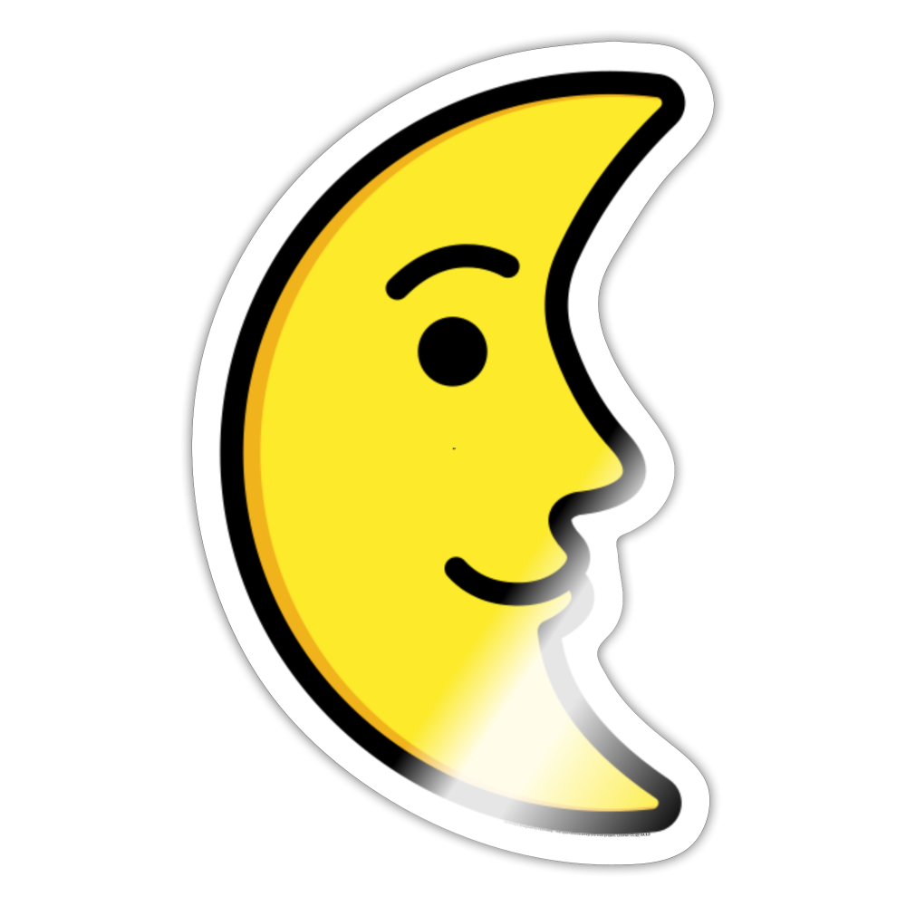 Last Quarter Moon Face Moji Sticker - Emoji.Express - white glossy