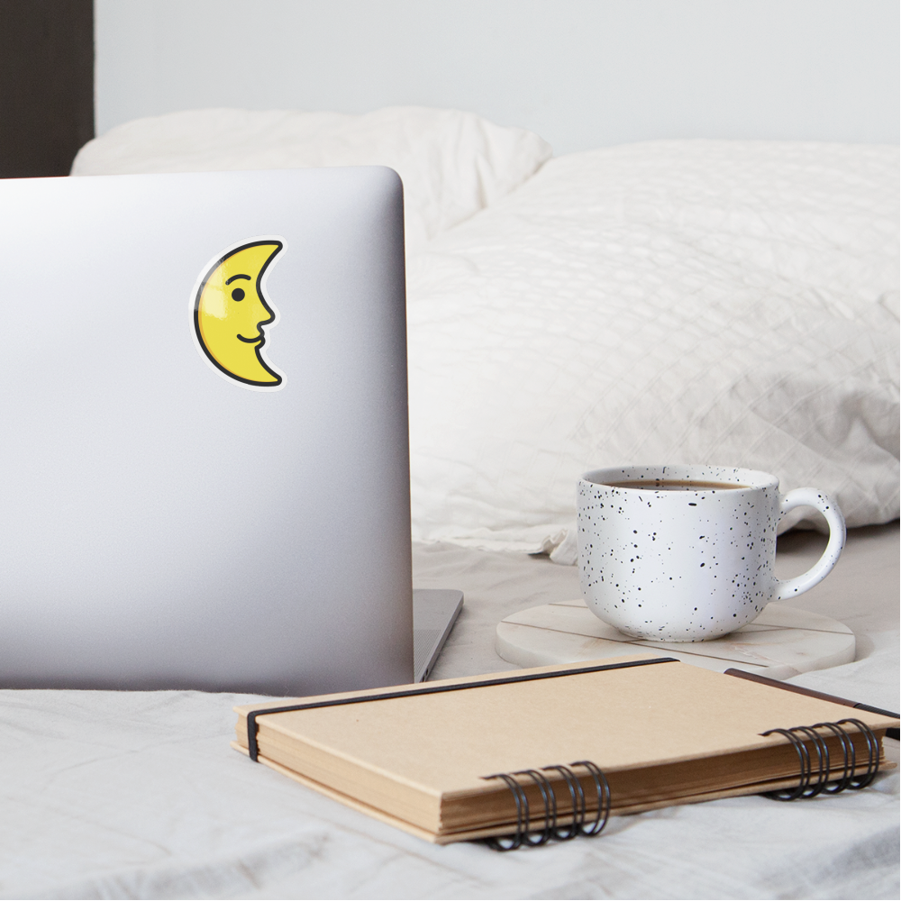 Last Quarter Moon Face Moji Sticker - Emoji.Express - white glossy