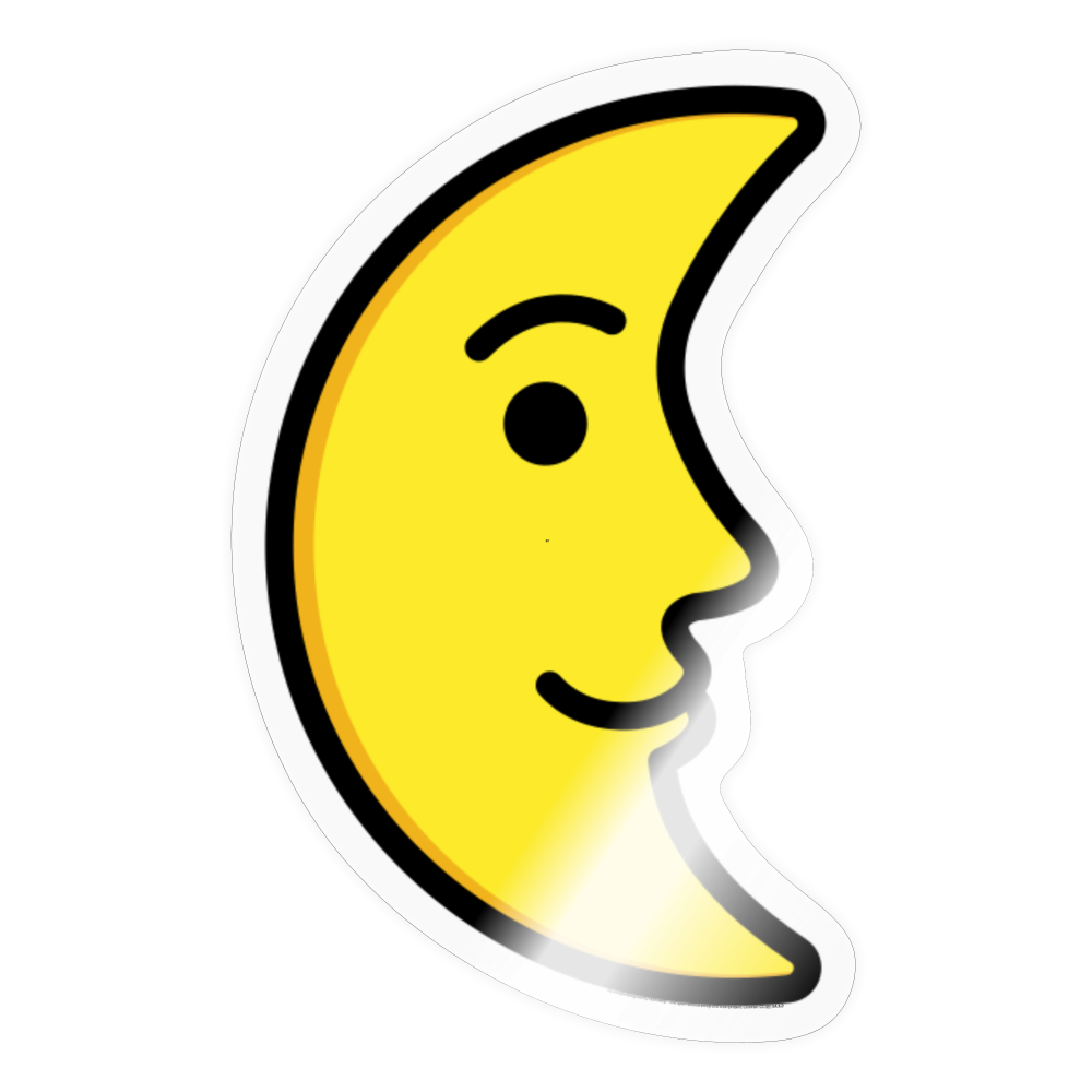 Last Quarter Moon Face Moji Sticker - Emoji.Express - transparent glossy