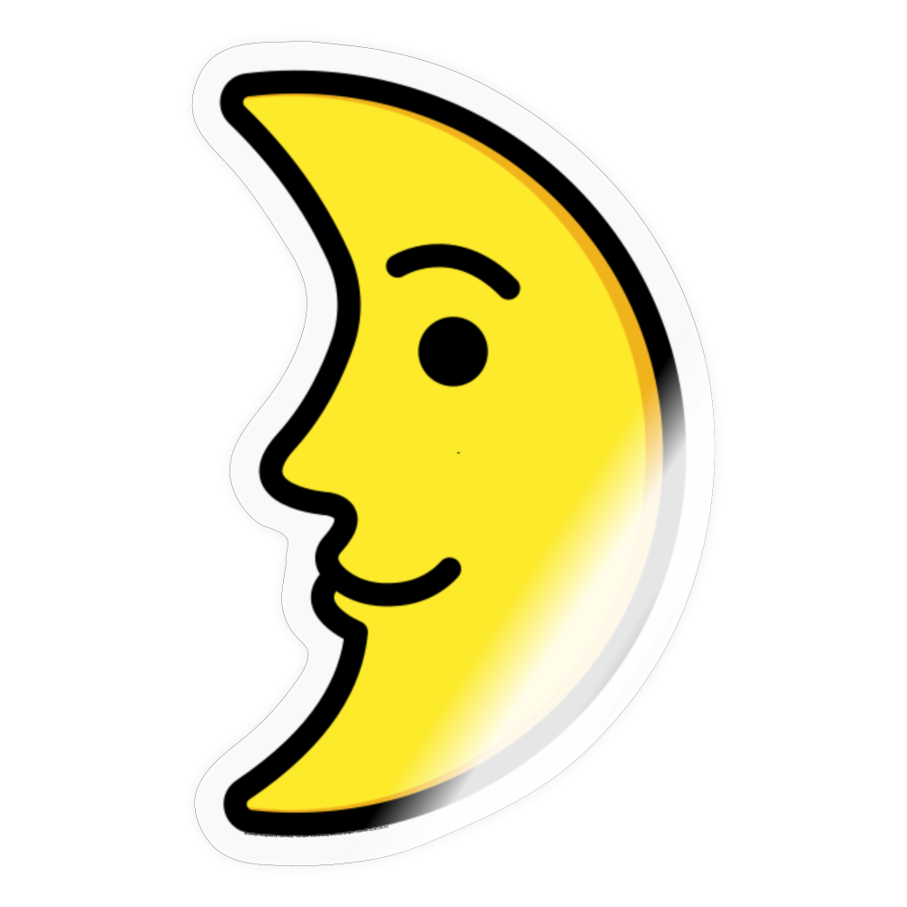 First Quarter Moon Face Moji Sticker - Emoji.Express - transparent glossy