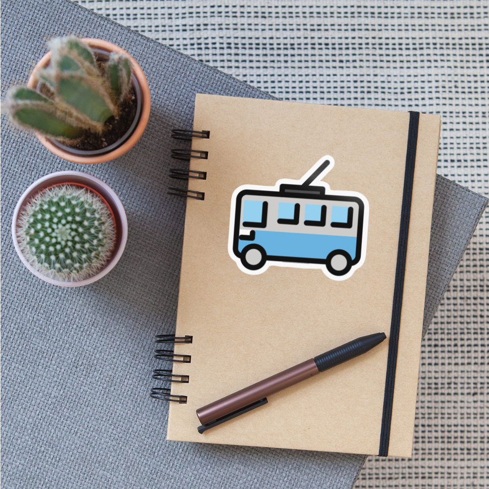Trolleybus Moji Sticker - Emoji.Express - white glossy