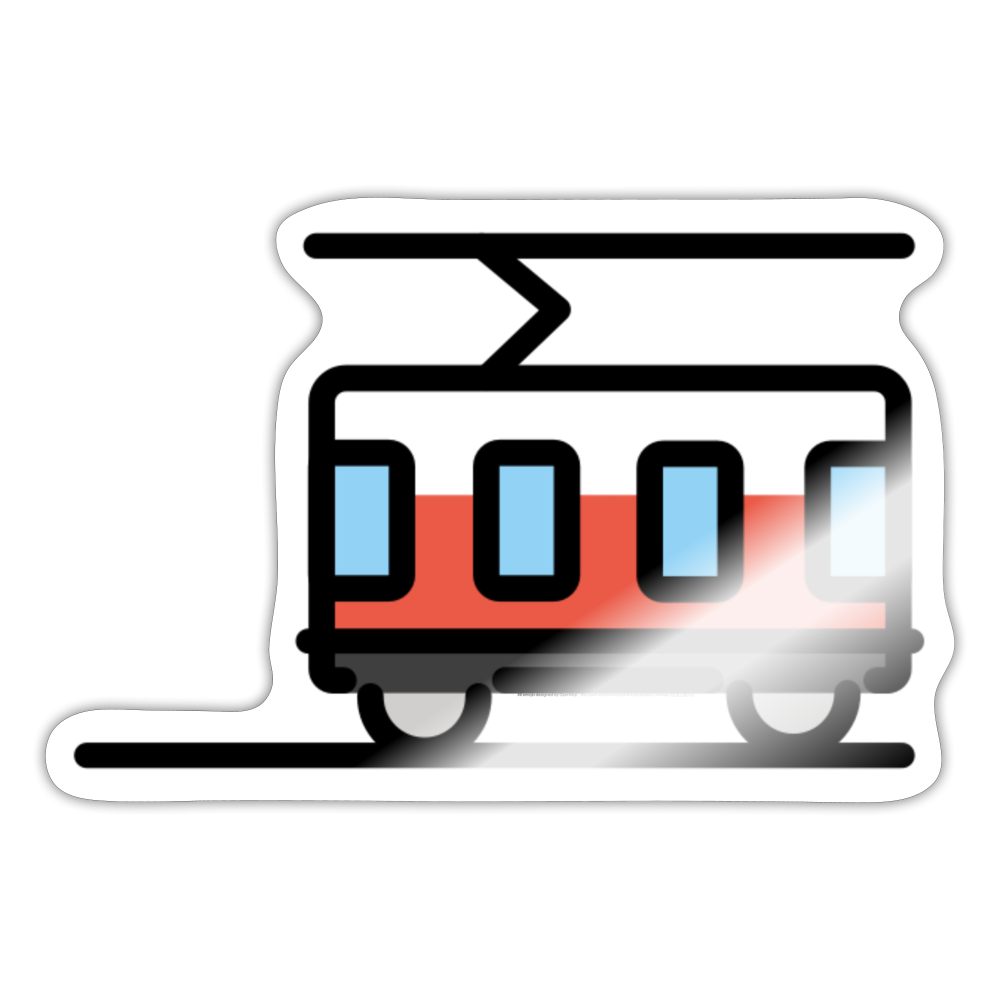 Tram Car Moji Sticker - Emoji.Express - white glossy