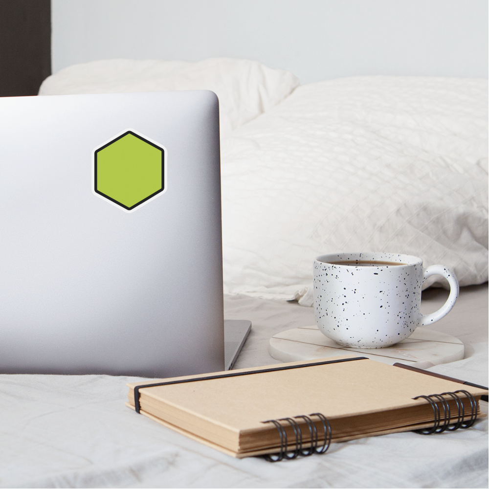 Green Hexagon Moji Sticker - Emoji.Express - white matte