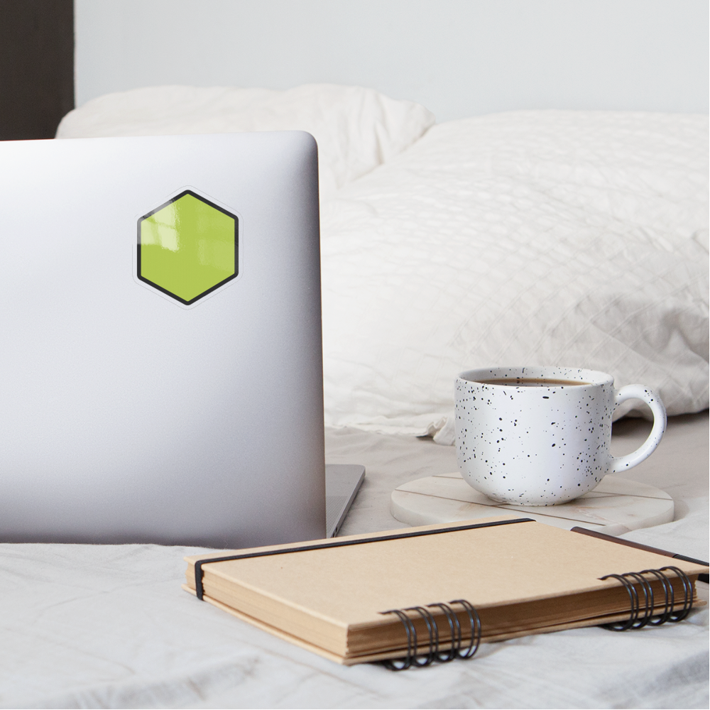 Green Hexagon Moji Sticker - Emoji.Express - transparent glossy