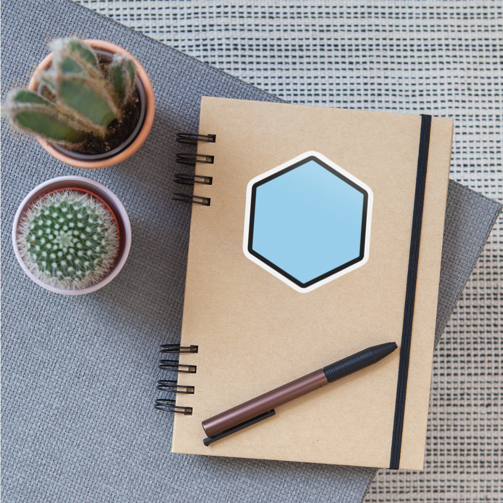 Blue Hexagon Moji Sticker - Emoji.Express - white matte