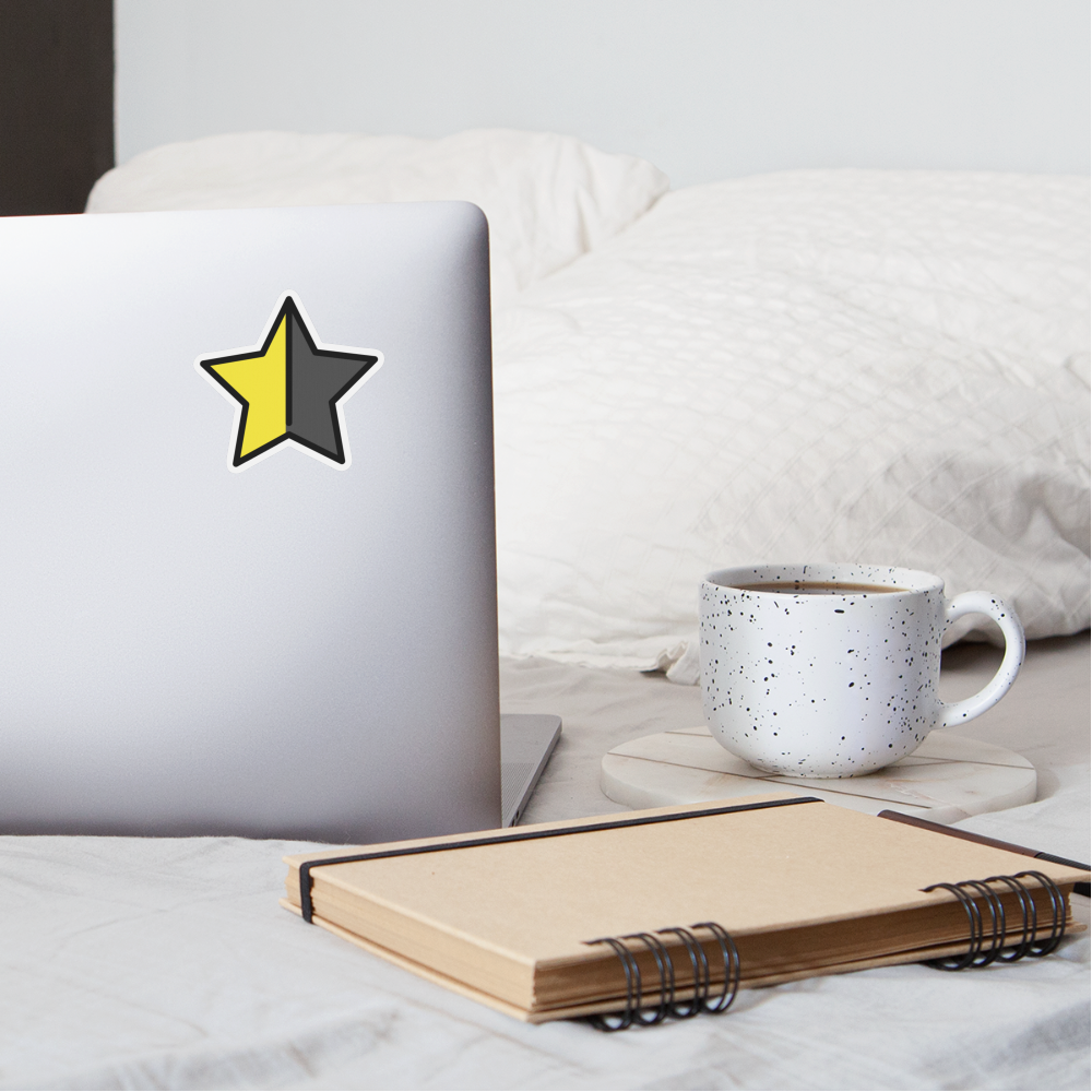 Star with Right Half Black Moji Sticker - Emoji.Express - white matte