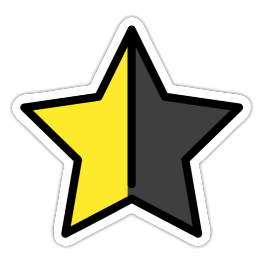 Star with Right Half Black Moji Sticker - Emoji.Express - white matte