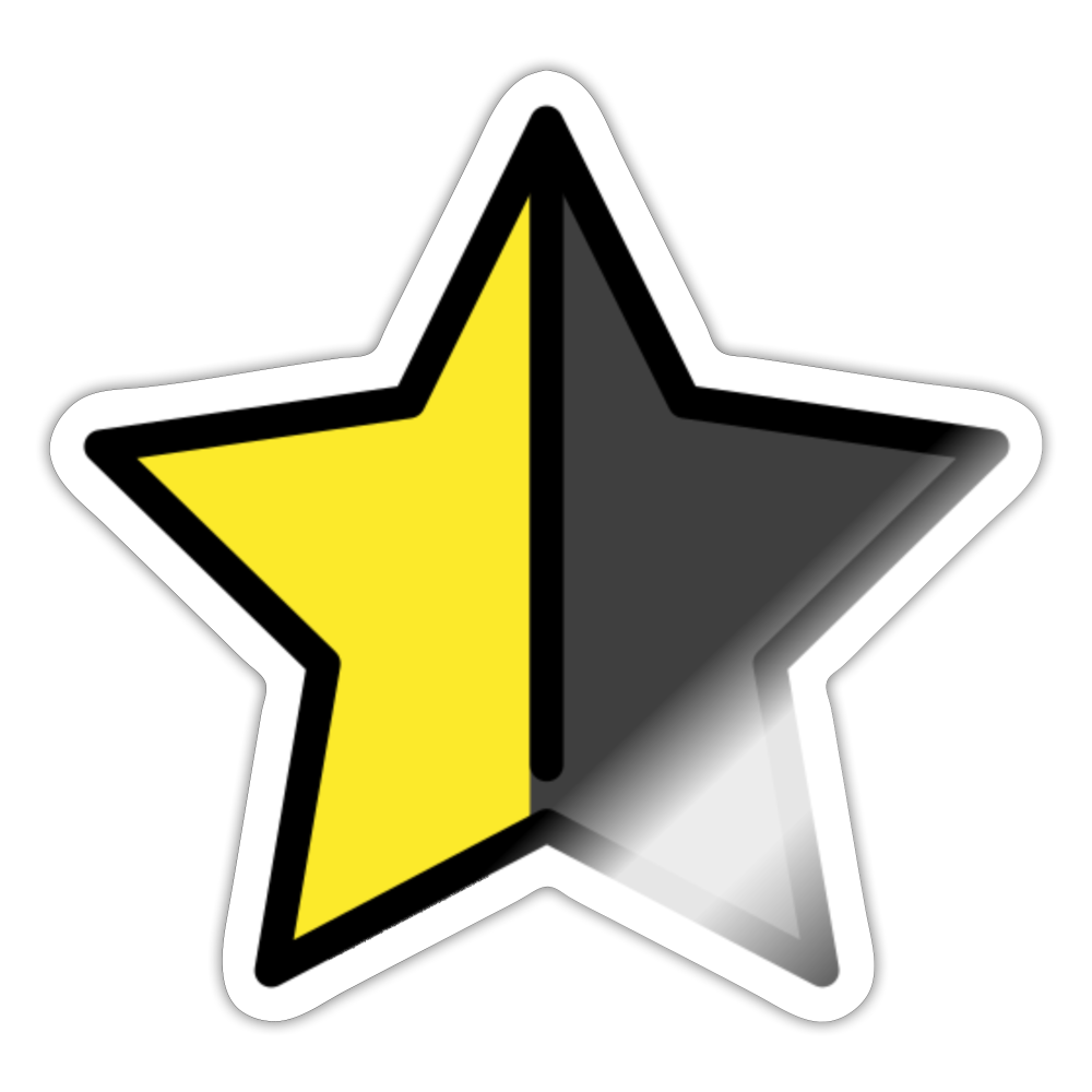 Star with Right Half Black Moji Sticker - Emoji.Express - white glossy