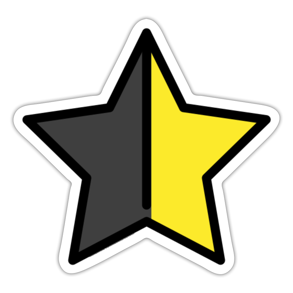 Star with Left Half Black Moji Sticker - Emoji.Express - white matte