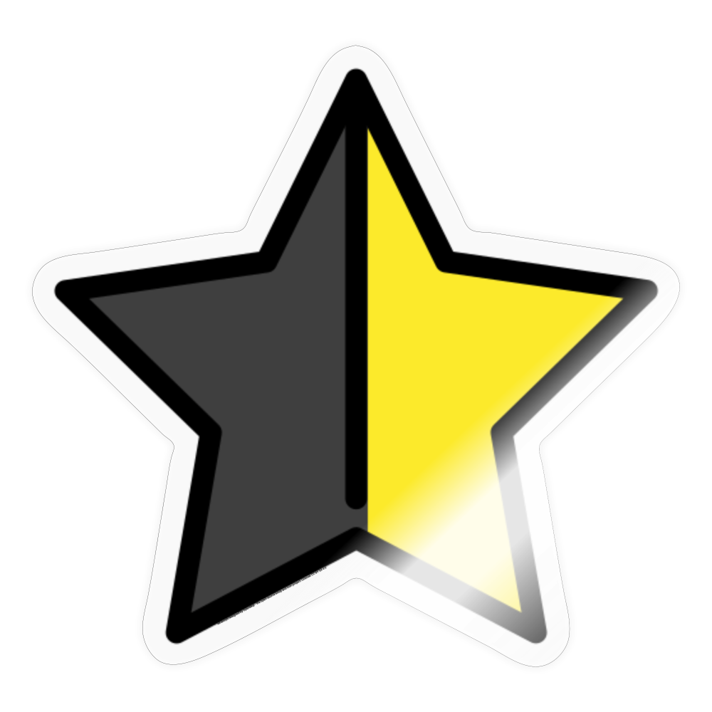Star with Left Half Black Moji Sticker - Emoji.Express - transparent glossy