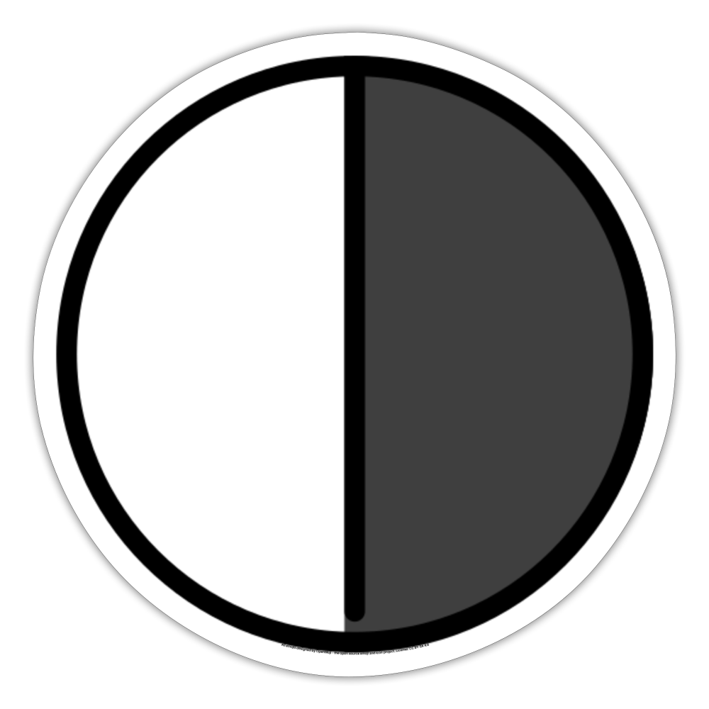 Circle with Right Half Black Moji Sticker - Emoji.Express - white matte