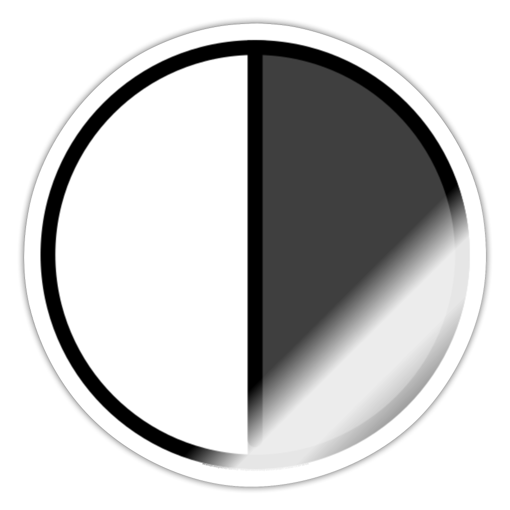 Circle with Right Half Black Moji Sticker - Emoji.Express - white glossy