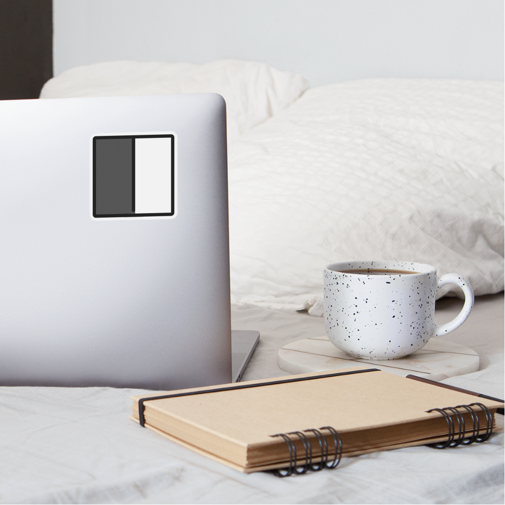 Square with Left Half Black Moji Sticker - Emoji.Express - white matte