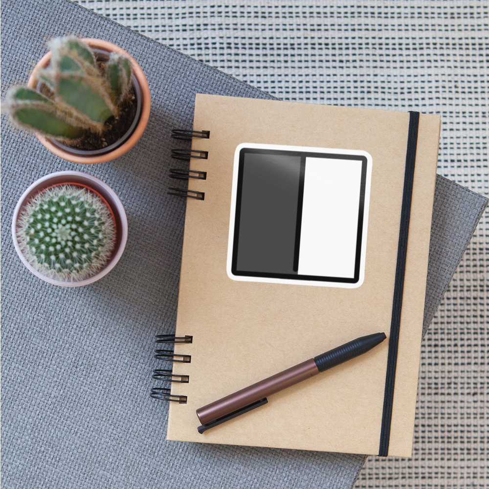 Square with Left Half Black Moji Sticker - Emoji.Express - white glossy
