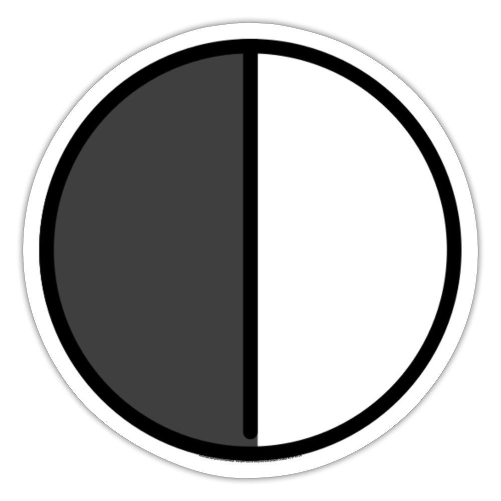 Circle with Left Half Black Moji Sticker - Emoji.Express - white matte