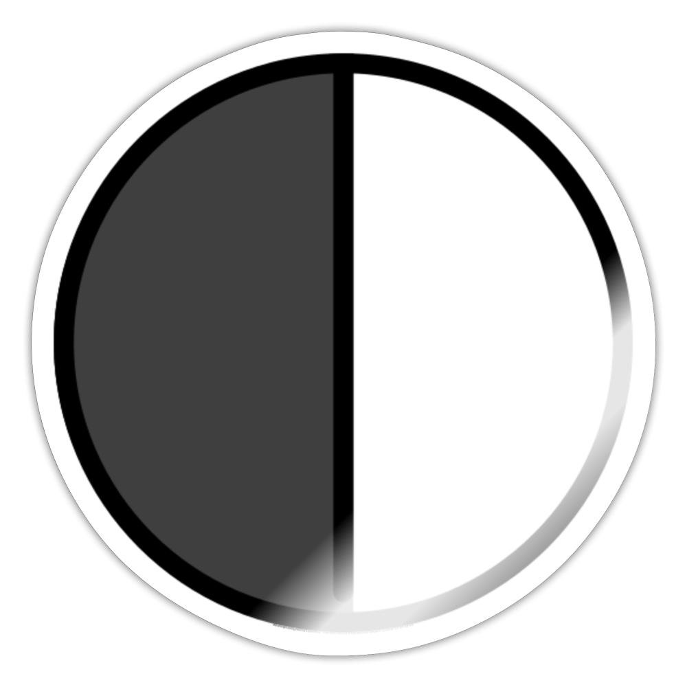 Circle with Left Half Black Moji Sticker - Emoji.Express - white glossy