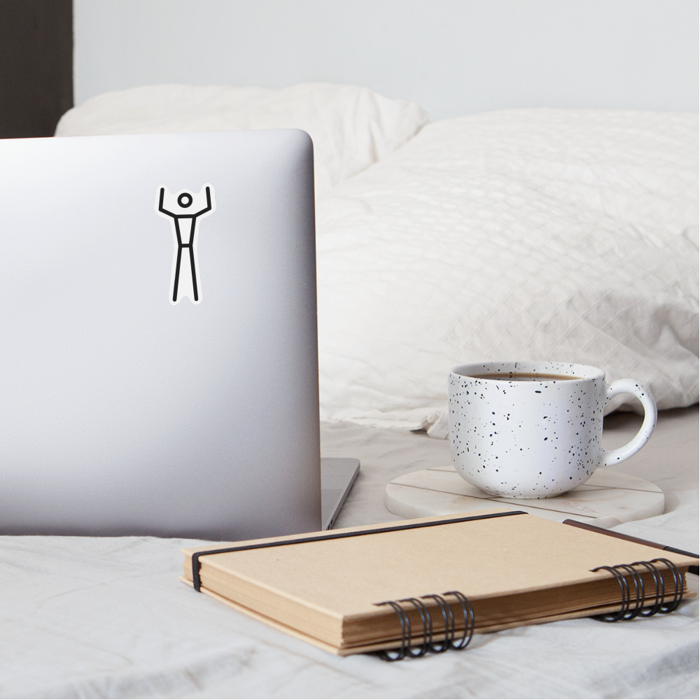 Stick Figure with Arms Raised Moji Sticker - Emoji.Express - white matte