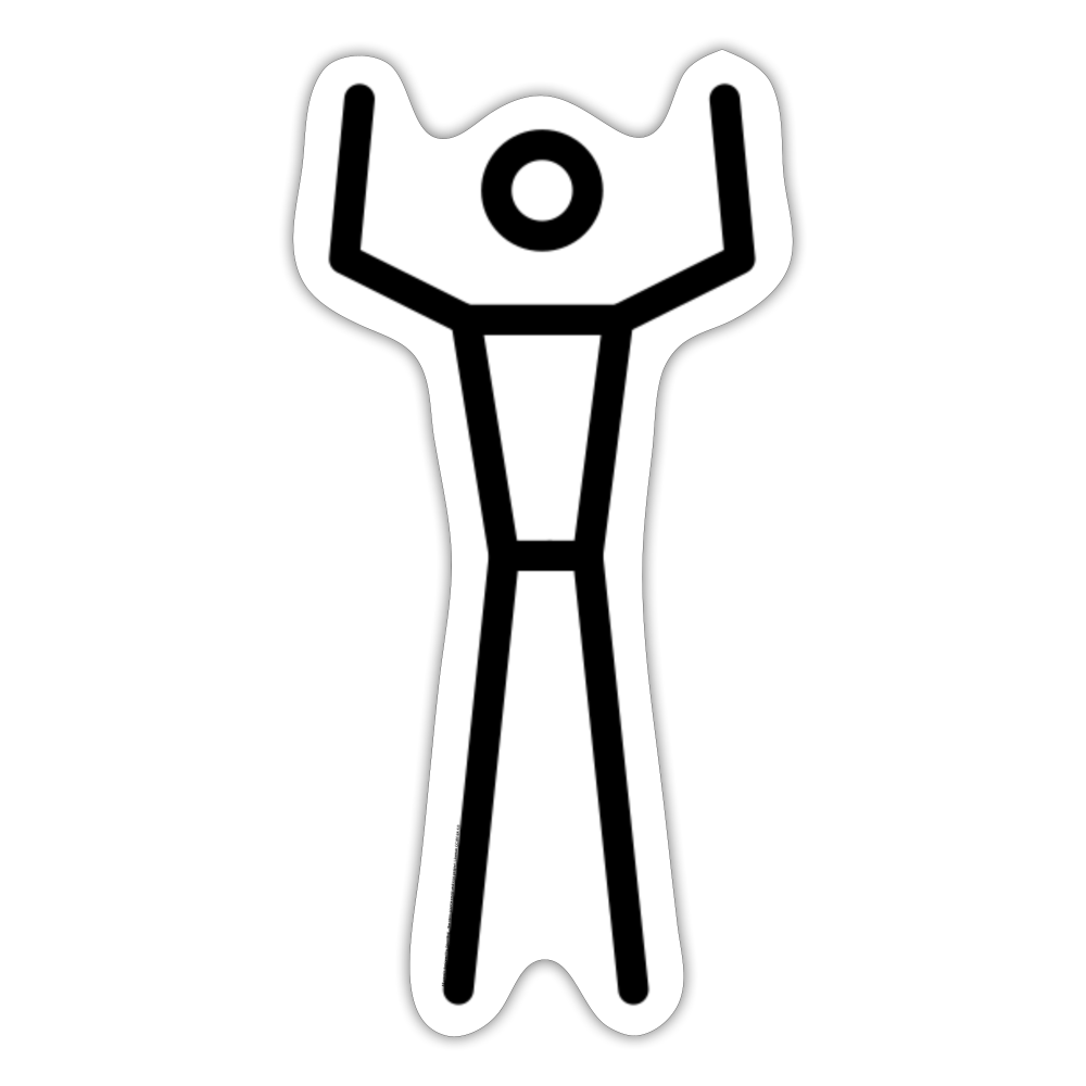 Stick Figure with Arms Raised Moji Sticker - Emoji.Express - white matte
