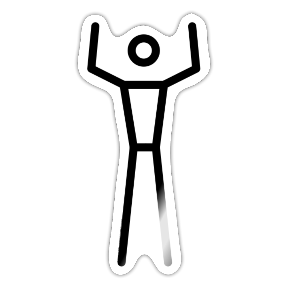 Stick Figure with Arms Raised Moji Sticker - Emoji.Express - white glossy