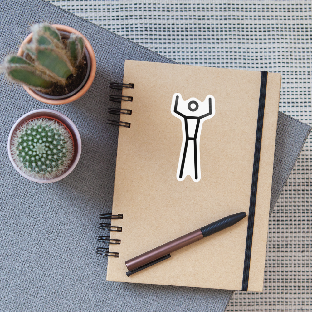 Stick Figure with Arms Raised Moji Sticker - Emoji.Express - white glossy