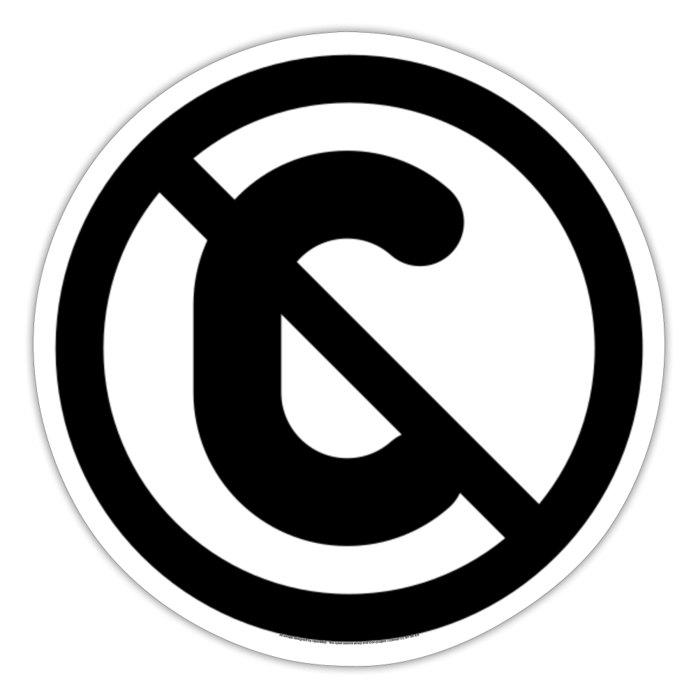Circled C with Overlaid Backslash Moji Sticker - Emoji.Express - white matte