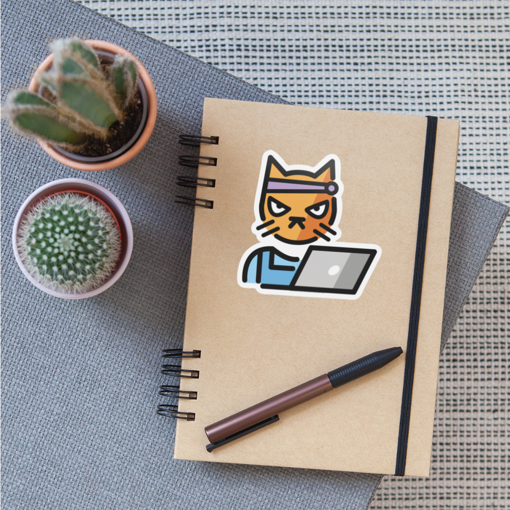 Hacker Cat Moji Sticker - Emoji.Express - white matte